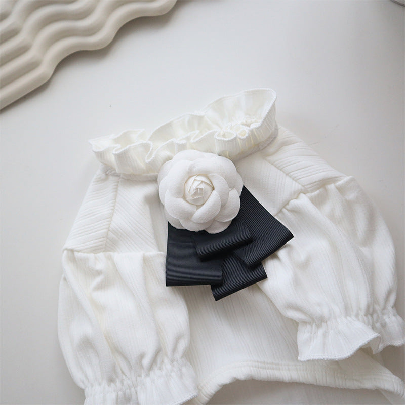 Maglia per Cani Camellia con Fiocchetto | T-shirt Princess Bianca