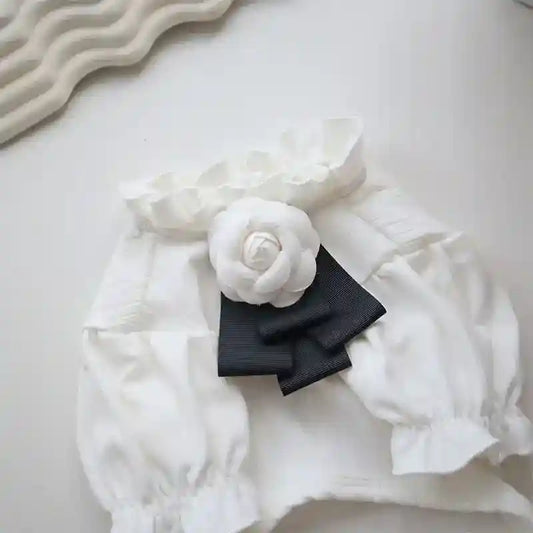 Maglia per Cani Camellia con Fiocchetto | T-shirt Princess Bianca by null
