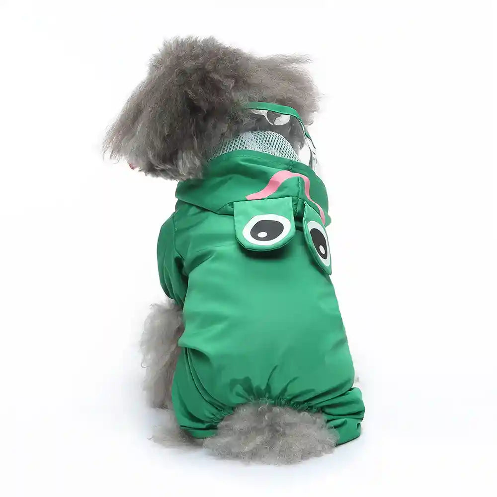 胴輪とフード付き犬用レインコート
