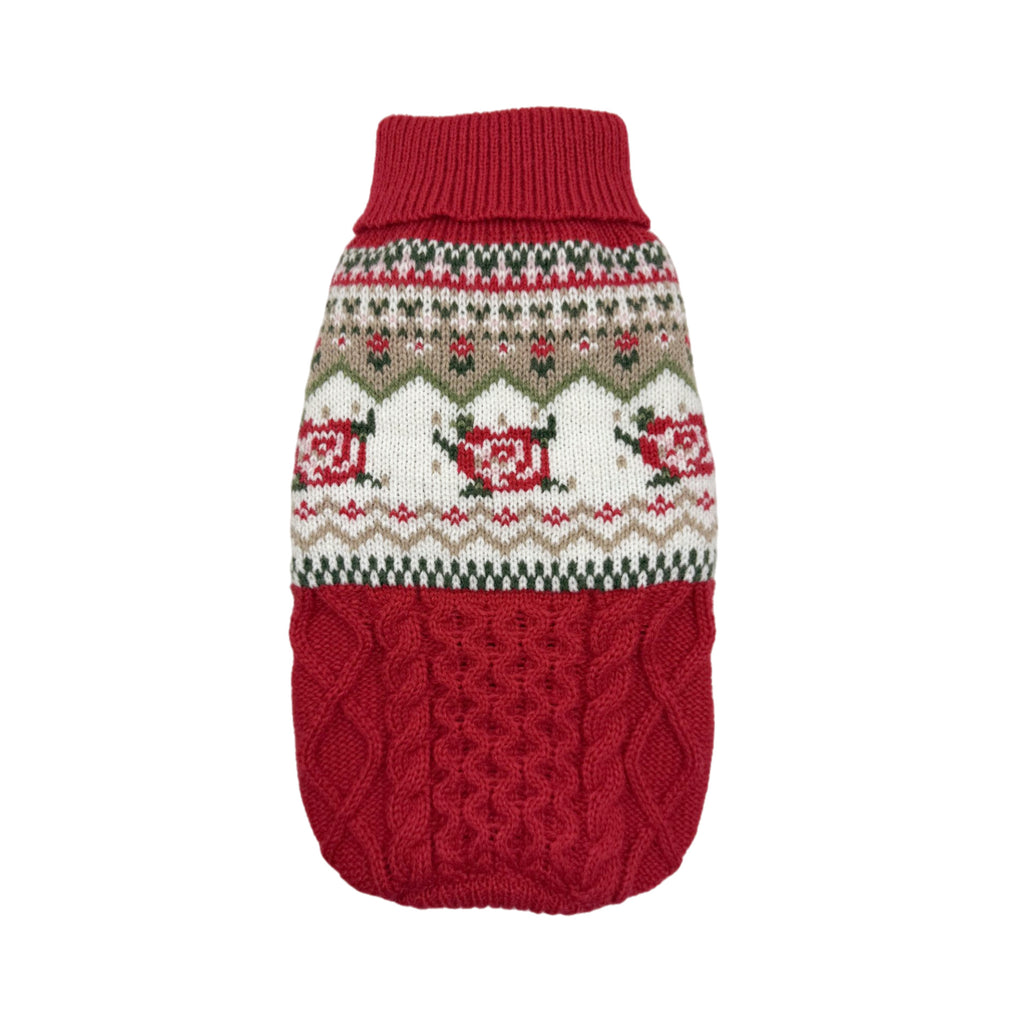 Hund- och katttröja med blomsterbroderier - Mjuk akryl