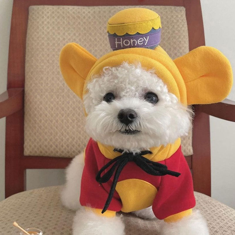 Felpa Cane Winnie Pooh Cappuccio Orecchie - Barattolo Miele by Dog Moda