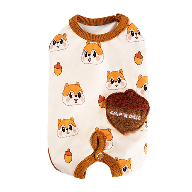Tutina Chip per Cani con Scoiattolo - Pigiama Smanicato