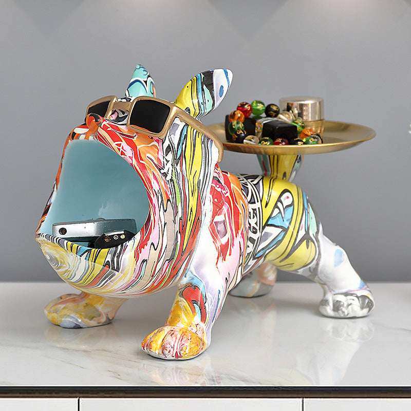 Portagioie Bulldog Bianco con Bocca Aperta – Design Moderno 29cm