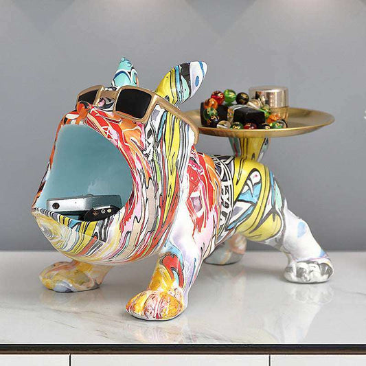 Portagioie Bulldog Bianco con Bocca Aperta – Design Moderno 29cm