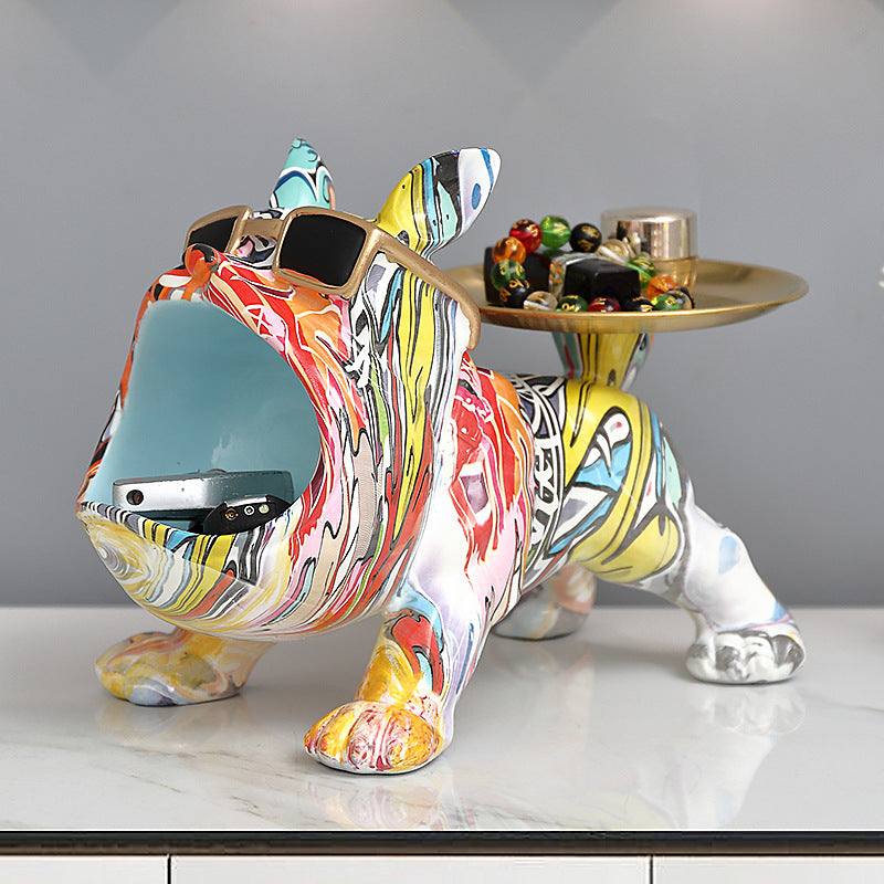 Portagioie Bulldog Bianco con Bocca Aperta – Design Moderno 29cm