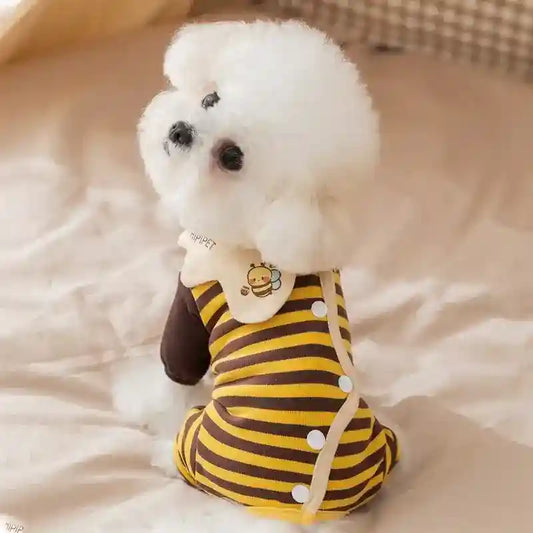 Tutina per Cani HIPIPET con Ape - Pigiama a Righe Elastico by Dog Moda