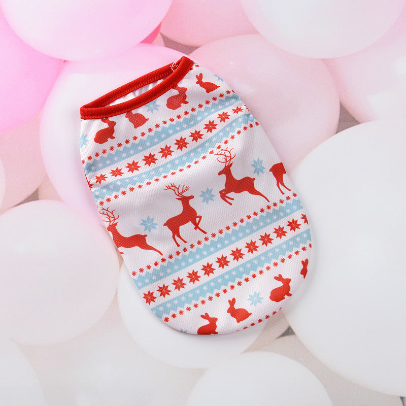 Christmas Themed Sleeveless Dog Shirt – Comfort and Festive Style
