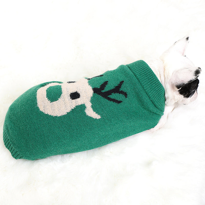 Happy Reindeer Dog Sweater - Red or Green