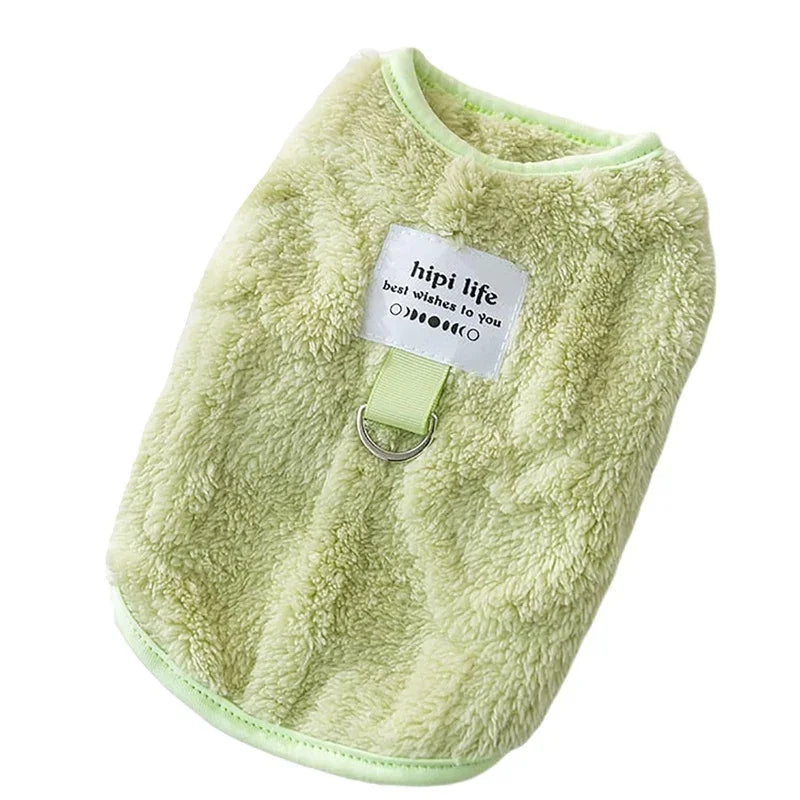 Exquisite Sleeveless Dog Sweater - Warm Fleece Ring Harness