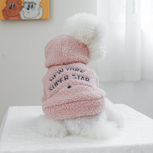 Cappottino Cane New York Super Star Peluche Pon Pon by Dog Moda