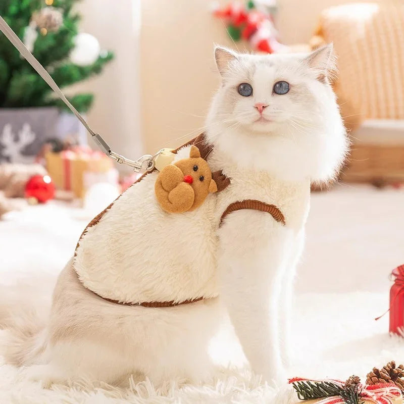 Weihnachts-Fleece-Hundemantel - Ärmellose Winterweste