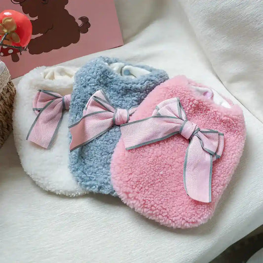 Cappotto Pile Agnello con Fiocco per Cani - Imbottito by null