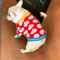 犬用赤いハート柄セーター - 暖かくて柔らかい冬用