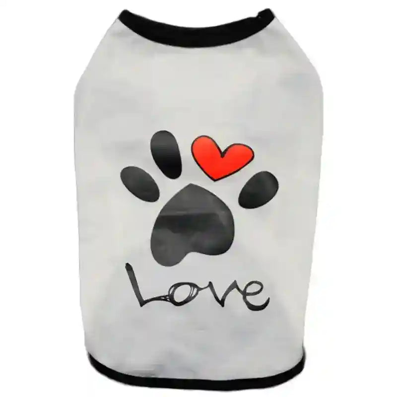 Vestito Cani Smanicato Love - Stamp Zampe e Cuore in Cotone Morbido by Dog Moda