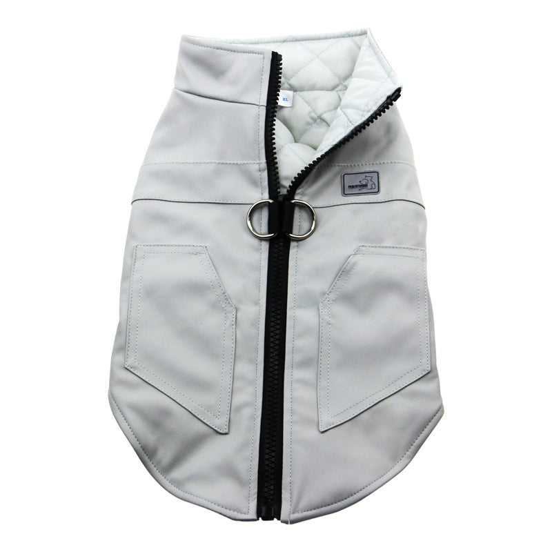 Cappotto Impermeabile Smanicato per Cani "Alba" con Zip e Anello per Pettorina