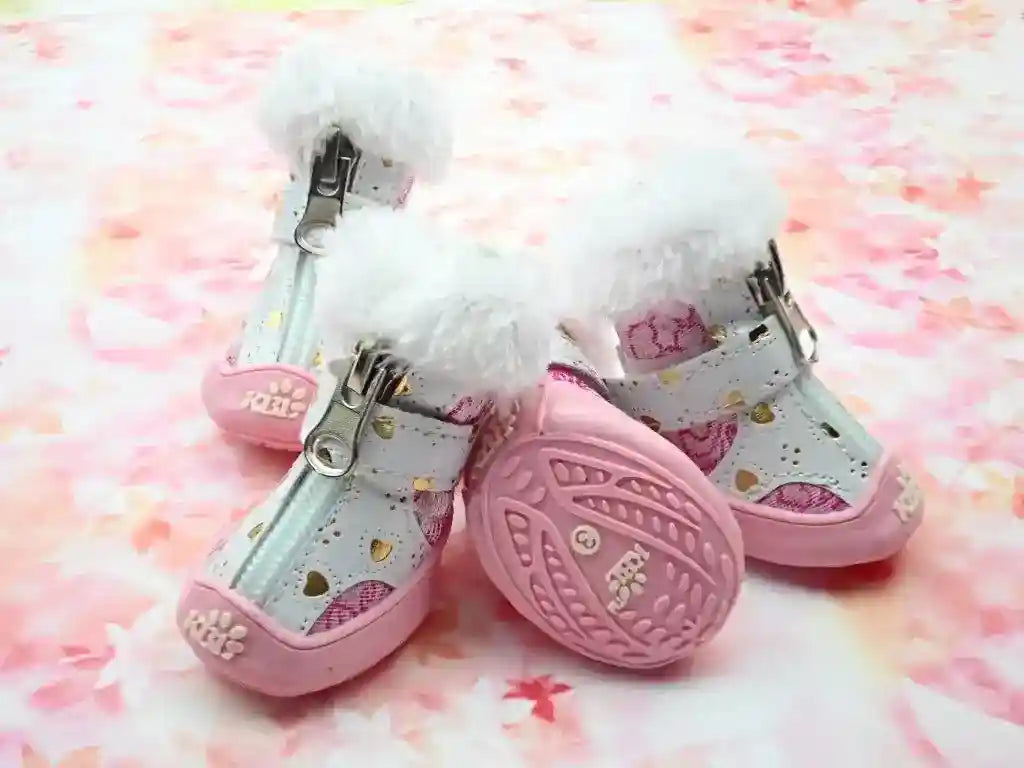 滑り止めソールとジッパー付きの犬用パッド入りシューズ