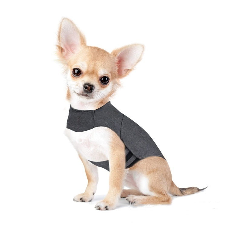 Maglia grigia avvolgente con chiusura in velcro per ridurre l’ansia del cane - Dog Moda
