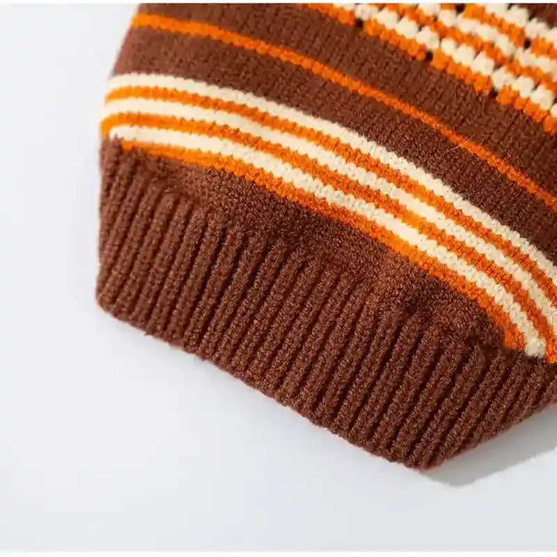 Suéter para Perros y Gatos de Rayas Caliente de Invierno Tejido de Punto