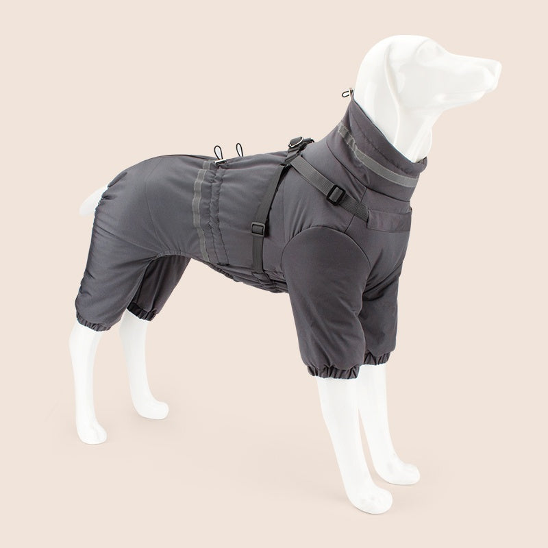 Cappotto per cani con pettorina riflettente e colletto antivento