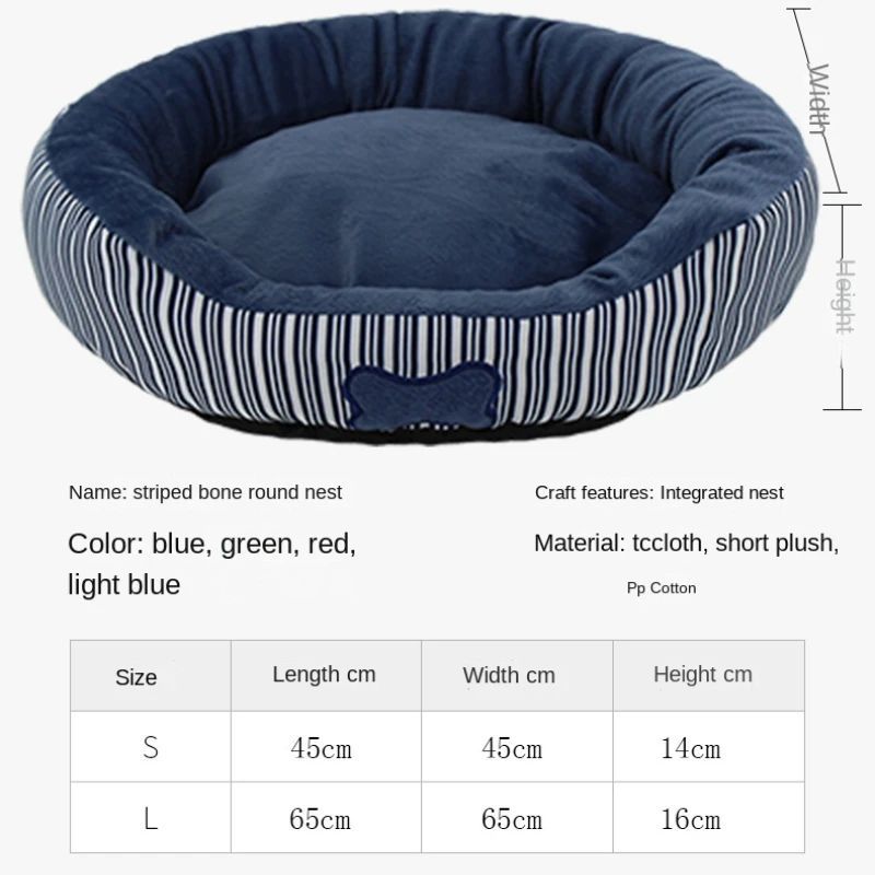 Hunde- und Katzenbett „Paris Striped“ – Warmer Samt