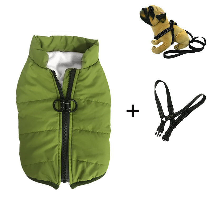 Piumino Imbottito in Pile Smanicato con Pettorina Removibile per cani - Modello FluffyPaws - Dog Moda