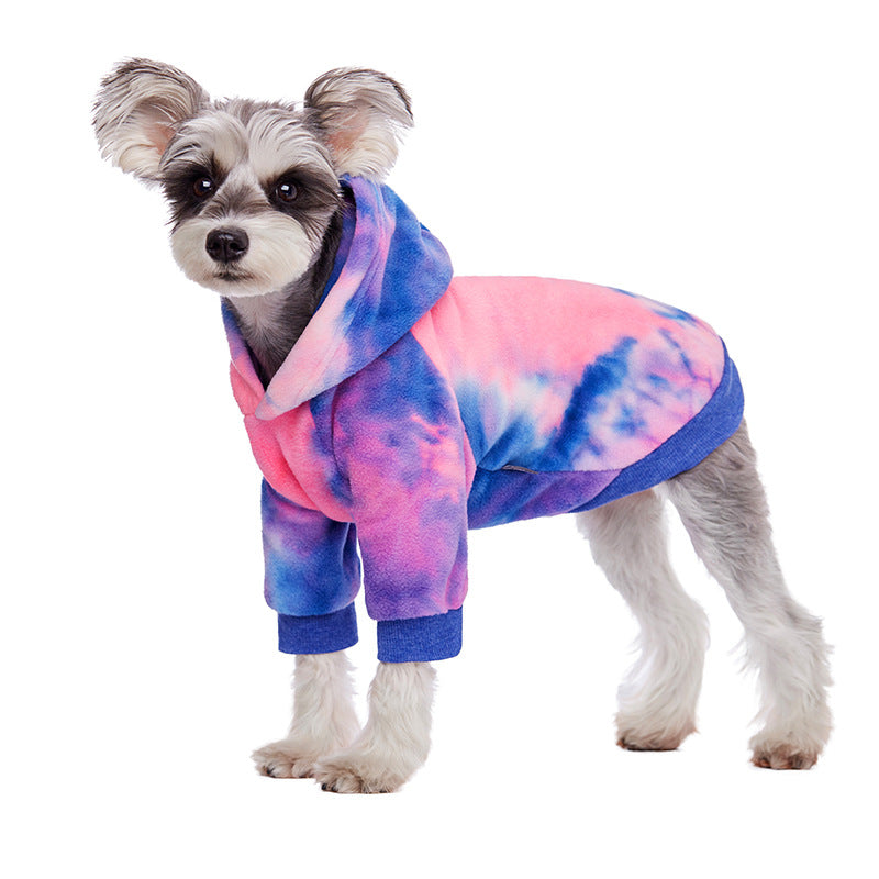 Sudadera teñida anudada para perros - Rosa y verde estilo americano