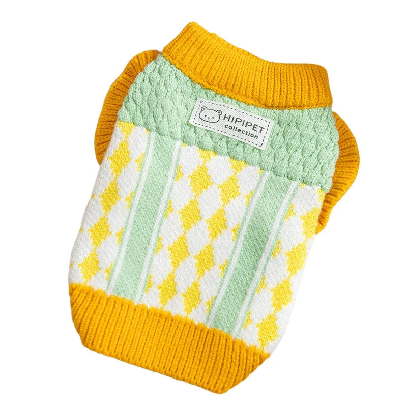 Maglione a Blocchi di Colore per Cani e Gatti - Morbido