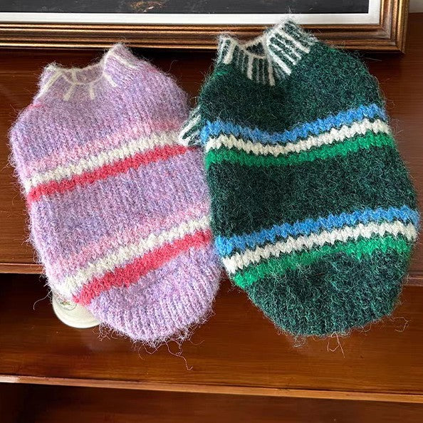 Jersey para Gatos de Rayas Bicolor - Lana y Terciopelo
