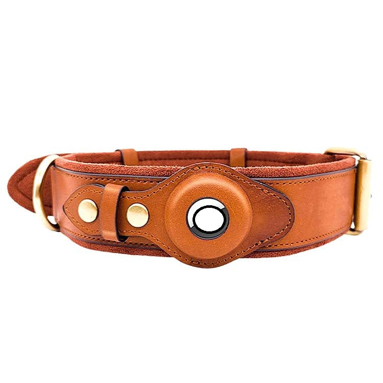 Leather Collar with Apple AirTag Housing for Dogs and Cats