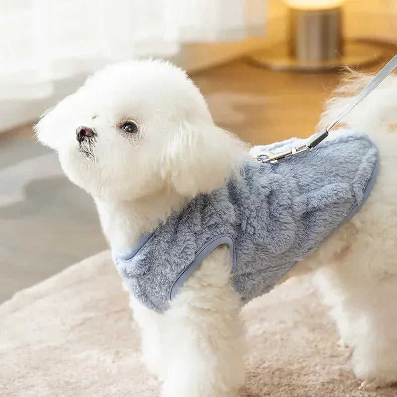 Exquisite Sleeveless Dog Sweater - Warm Fleece Ring Harness