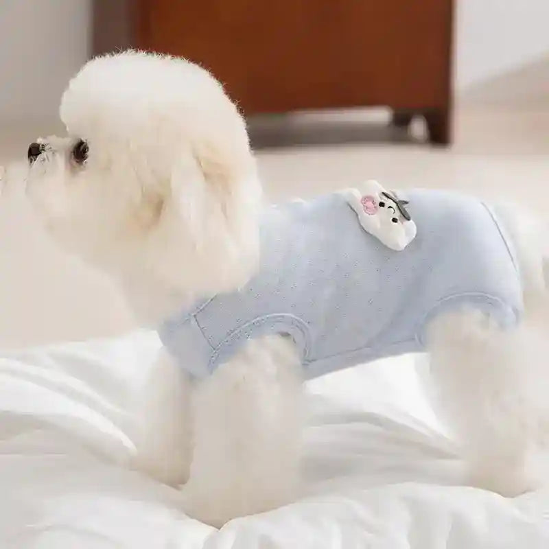 犬猫用スイートドリームメッシュ通気性ボタン付きつなぎ