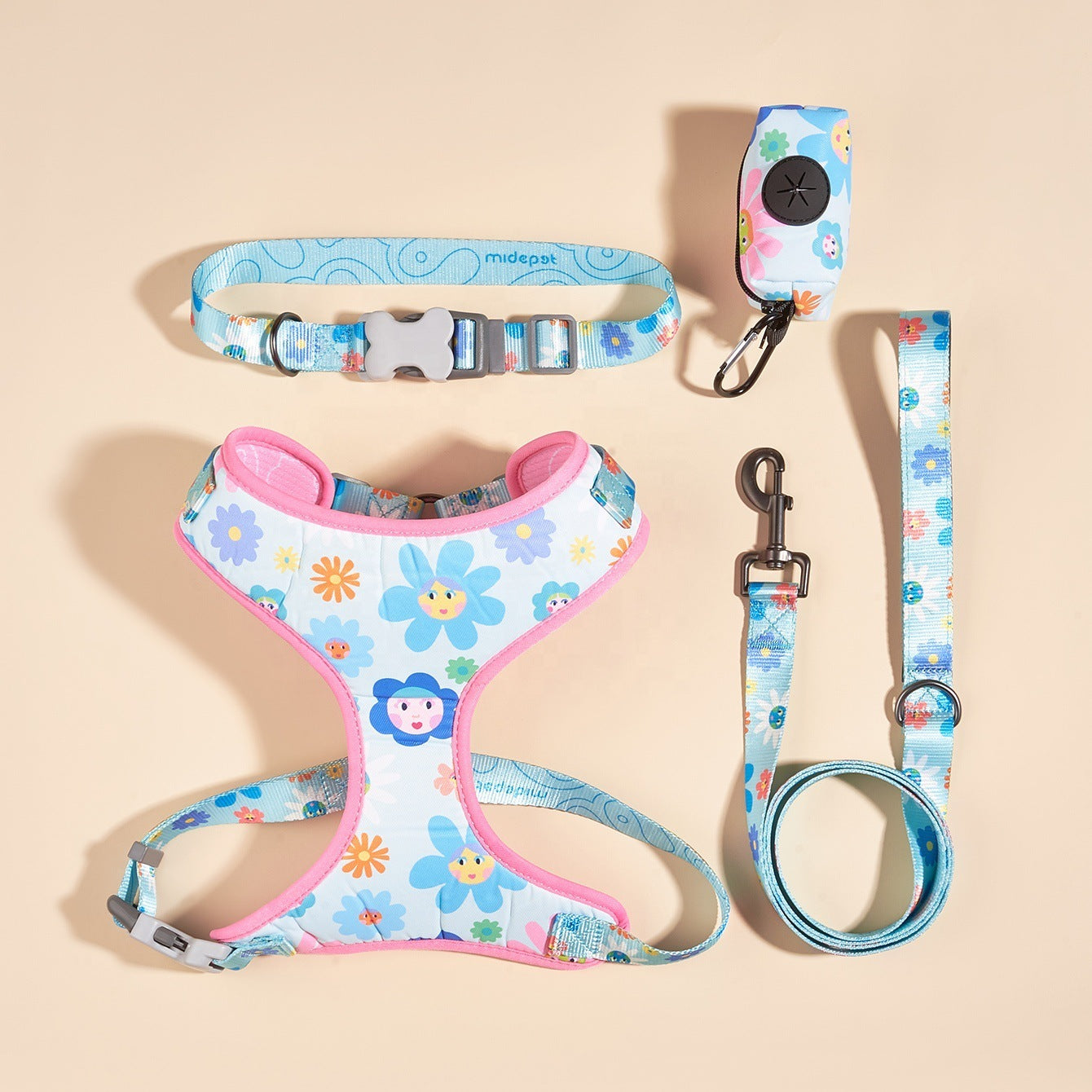 Harness and leash set for large dogs "Wonderland"