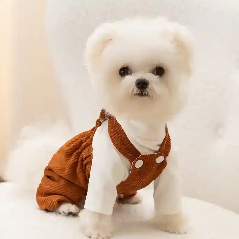 犬用コーデュロイサロペット - レトロスタイルウサギ柄