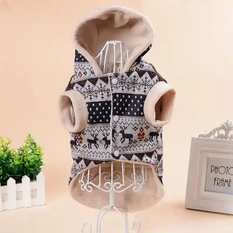 Cappottino Natalizio Bijou Noir - Renne e Cappuccio by Dog Moda