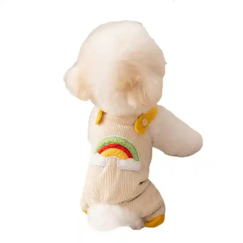 Salopette Arcobaleno Velluto Cani con Bretelle 4 Zampe by Dog Moda