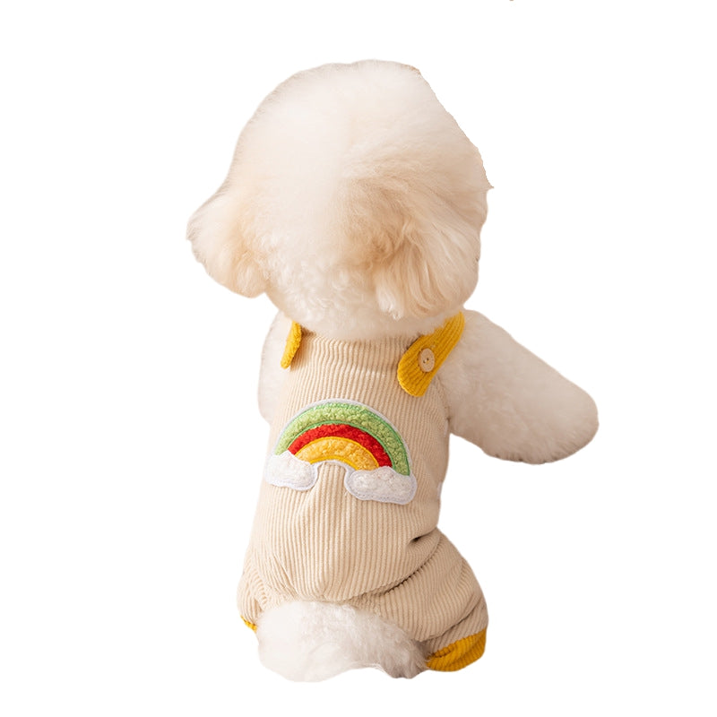 Salopette Arcobaleno Velluto Cani con Bretelle 4 Zampe