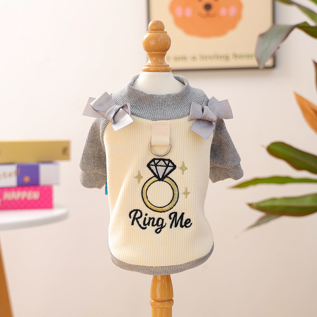 Maglia Cane I Love You Fiocchi Rosa Girocollo Romantica