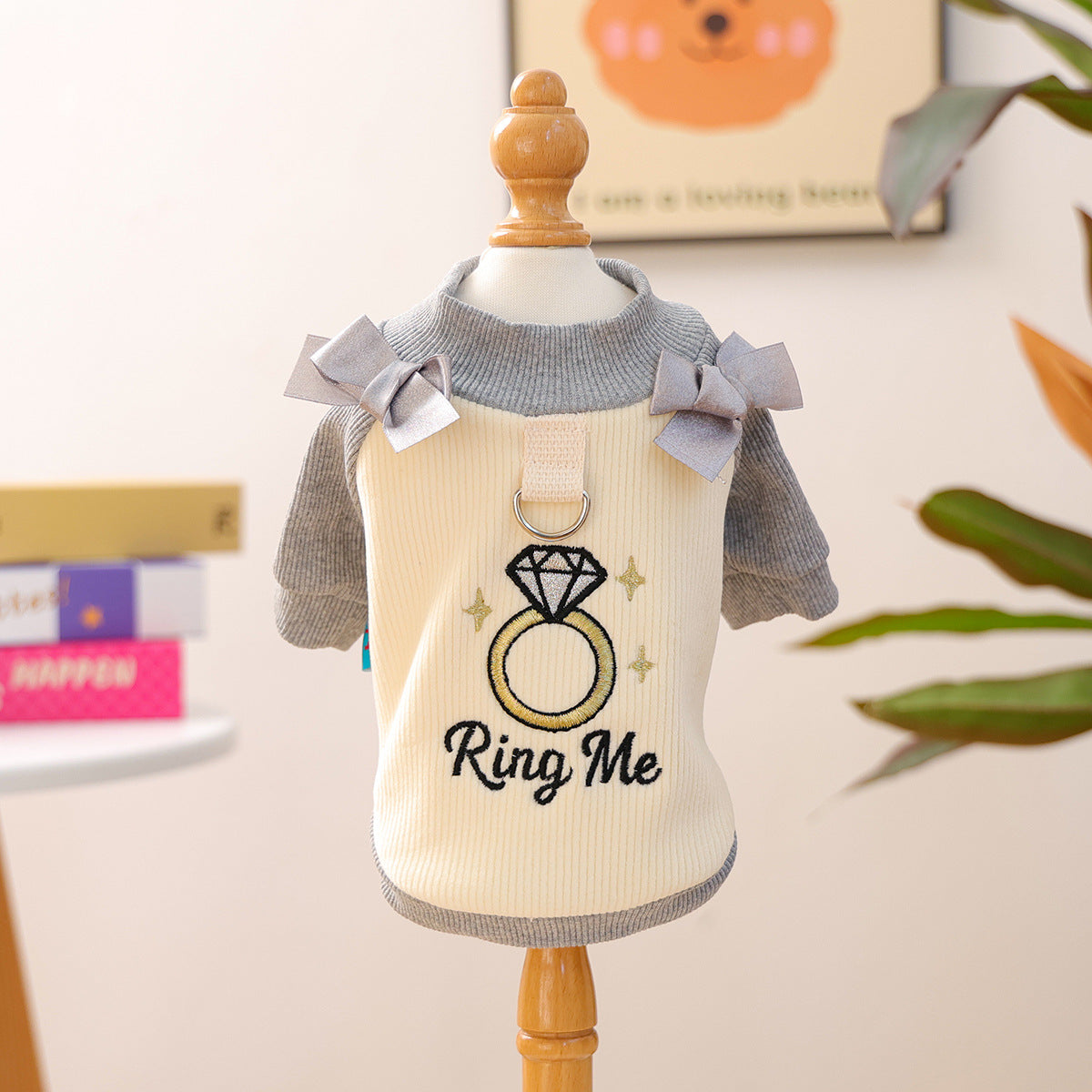 Maglia Cane I Love You Fiocchi Rosa Girocollo Romantica