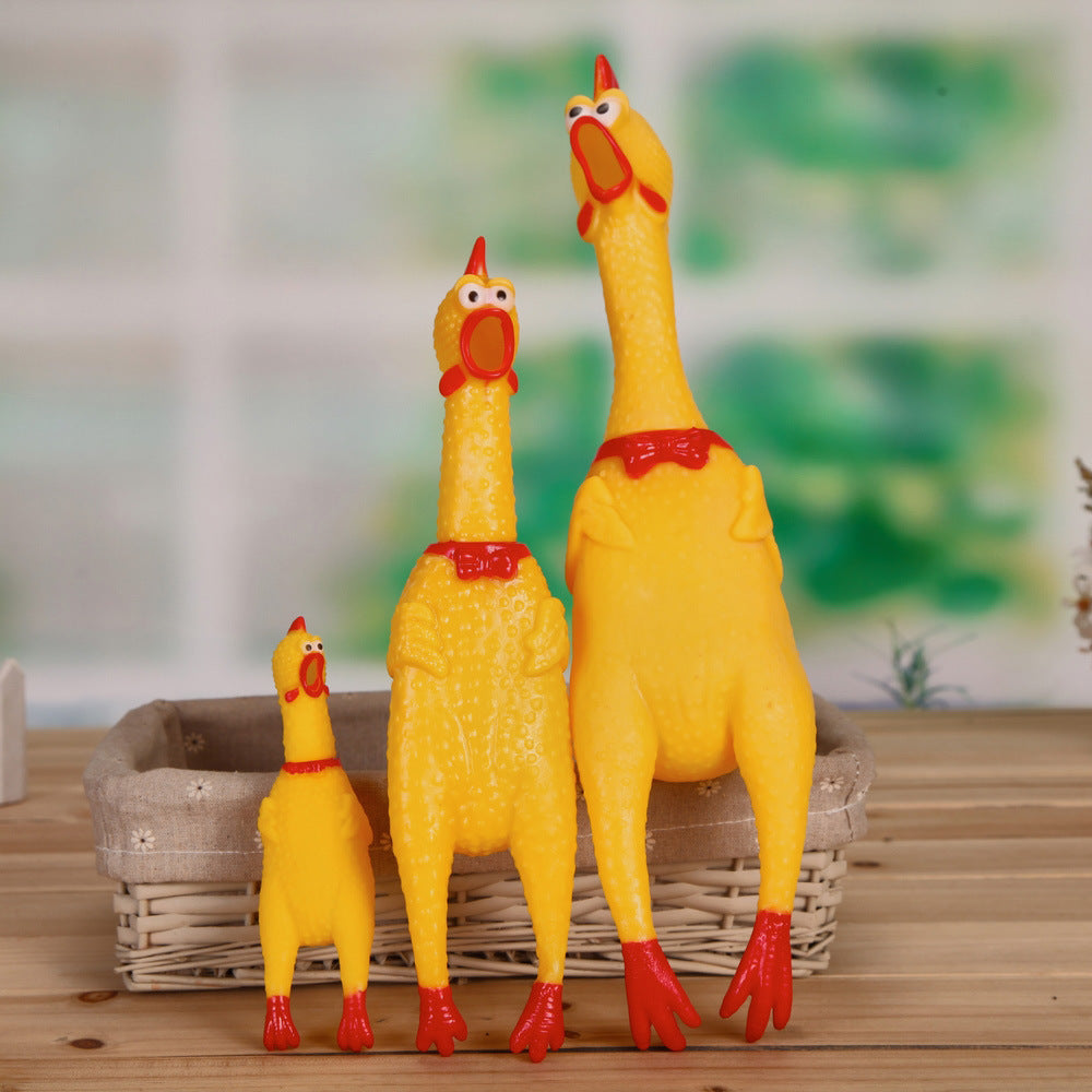Dog Toy "Screaming Chicken" - Yellow Chicken Sound Anti-Stress