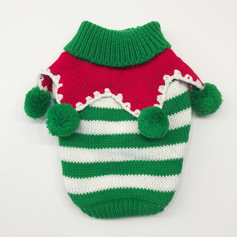 Pom Pom Dog Sweater | Colorful Stripes and Soft Poms