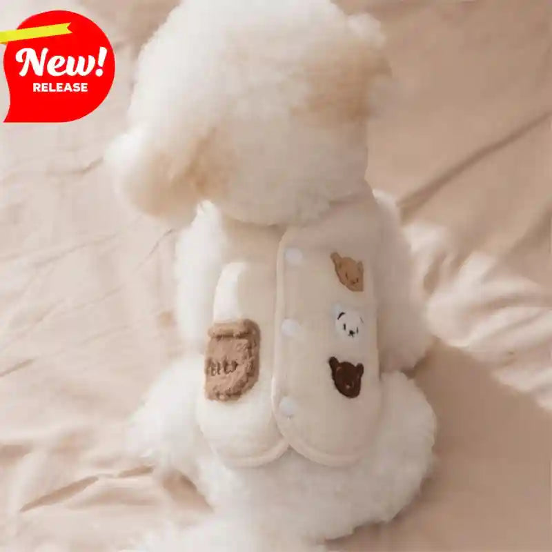 Chaleco para Perros con Bordado de Osito - Caliente y Acolchado