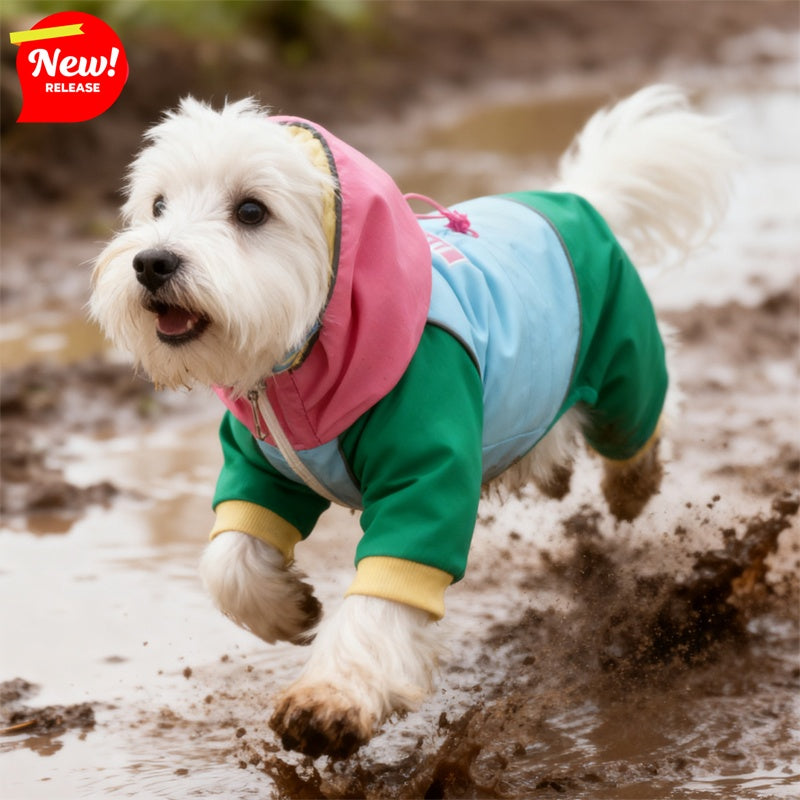 Cloud Style Dog Raincoat with Reflective Hood