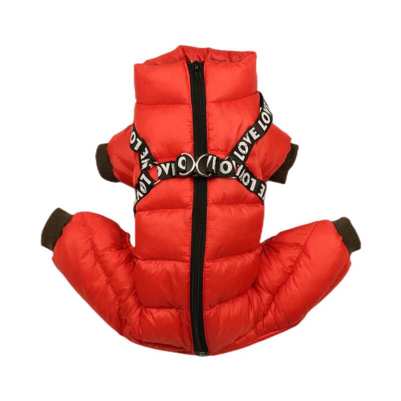 "Gianduia" Dog Down Jacket with Integrated Harness and Double Attachment Ring