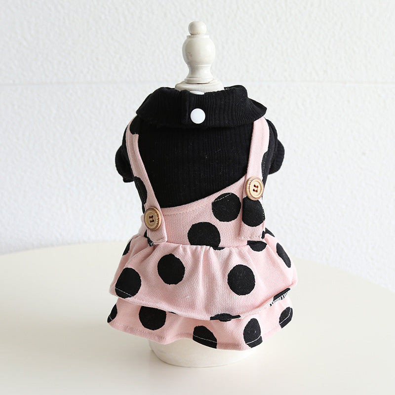 Abrigo para Perros de Pile Rosa con Lunares - Peto o Falda