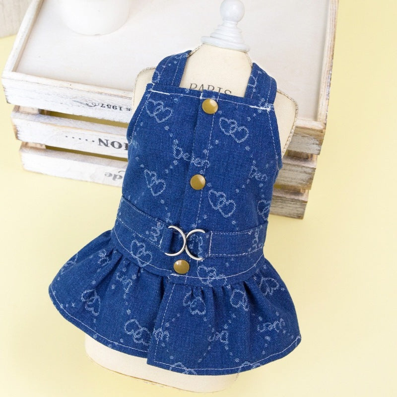 Dog Jeans Dress with Harness - Skirt or Jacket