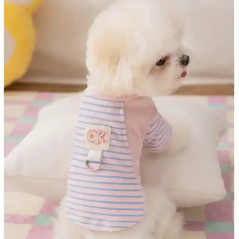 犬用ストライプ柄セーター ハーネスリング付き - OKスタイル