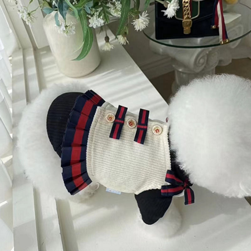 Vestito Elegante per Cani Stile Gucci con Fiocco – Navy o Beige