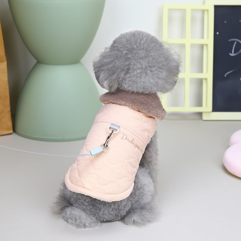 Sestriere Dadagou Dog Coat | Faux Fur Collar and Harness 
