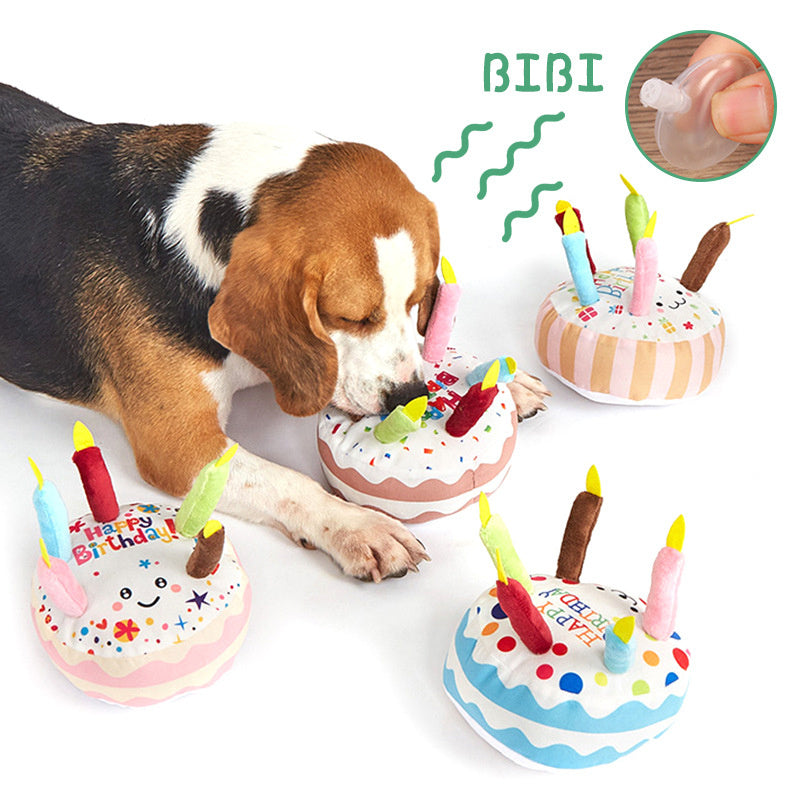 Gioco Torta Sonoro per Cani con Candeline - Peluche