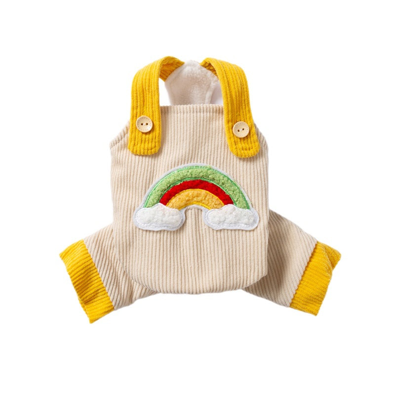 Salopette Arcobaleno Velluto Cani con Bretelle 4 Zampe